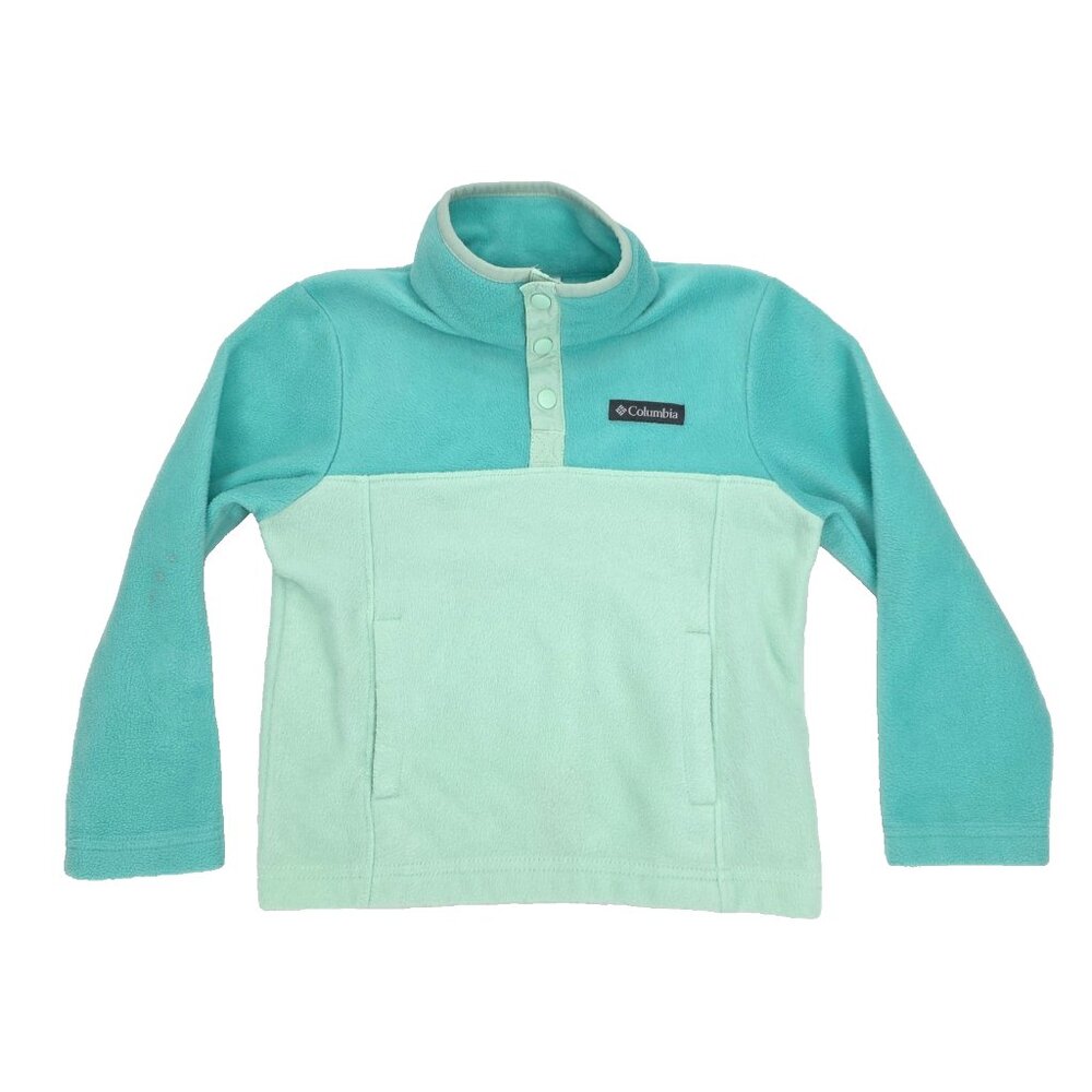 Columbia Steens Mtn 1/4 Snap Fleece Sweatshirt Girls XS 6/7 Aqua Green Pullover
